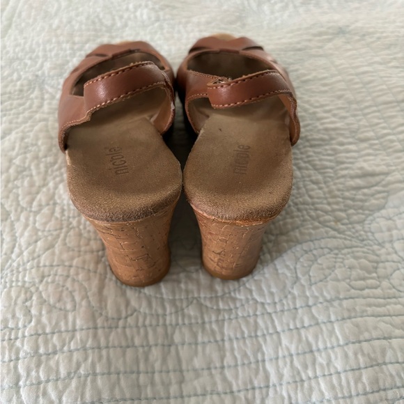 Retro Nicole leather wedge shoes Sz. 7 - Picture 6 of 7